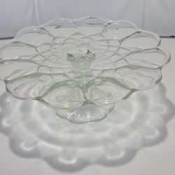 Vintage 1950s Pedestal Cake Stand L.E. Smith Dominion Glass 11.80" X 4.5"