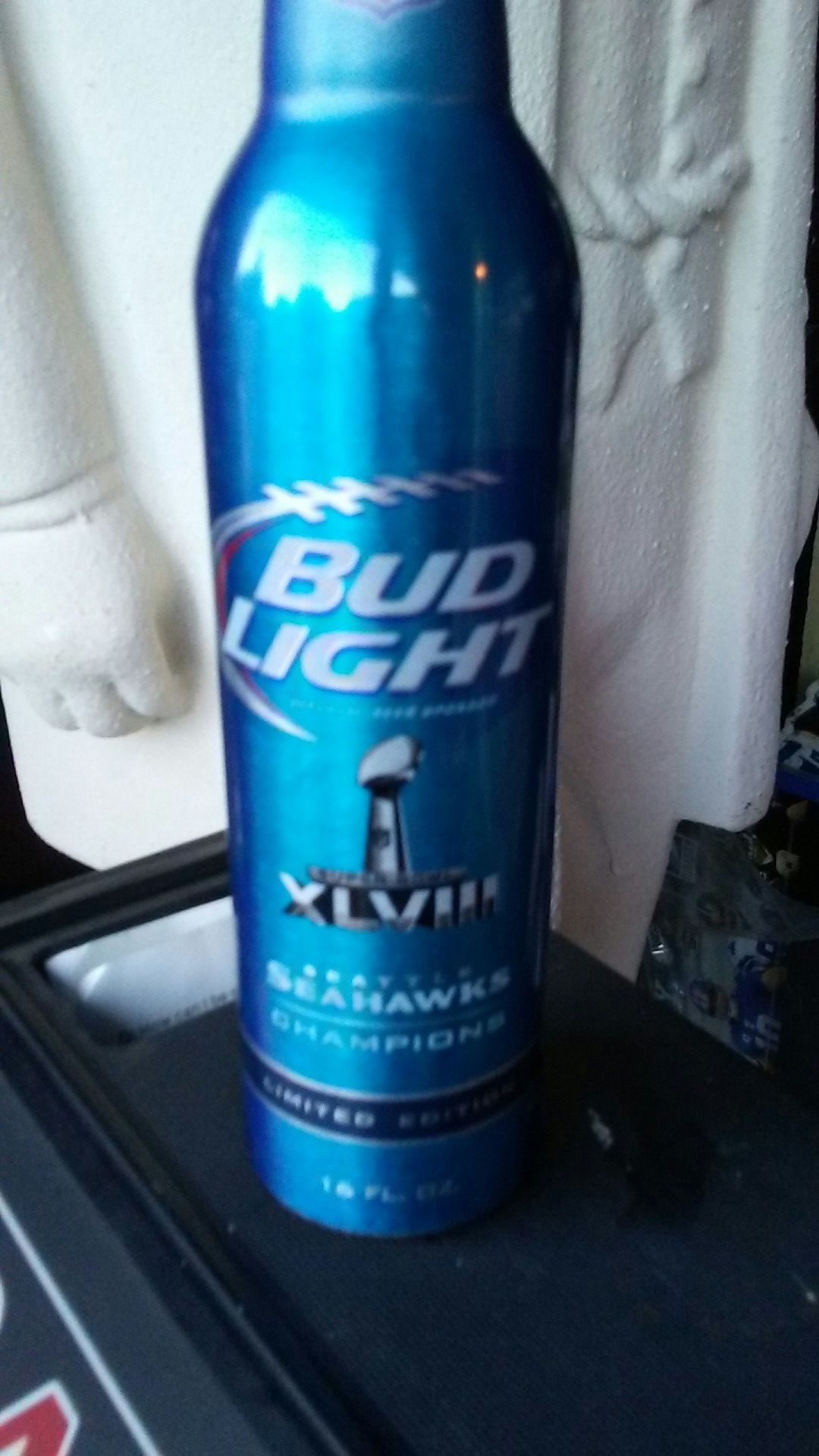 Seattle seahawks bud light aluminum bottle Superbowl.