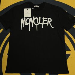 Mens M oncler Black Drip Tee Shirt