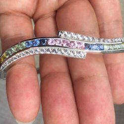925 Sterling Silver  Multiple Color Sapphire 
