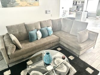 Grey Velvet Sectional Couch