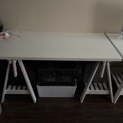 IKEA White Desk & Stands
