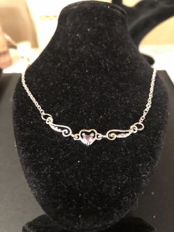 Women’s silver filled angel wings and Purple Heart pendant bracelet no refunds