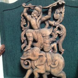 Wall Plaque Carved Teak 