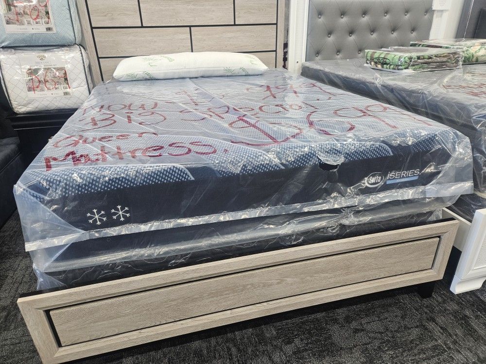 Brand New Queen Size Serta I Series Hybrid Memory Foam Mattress And Box Spring Special