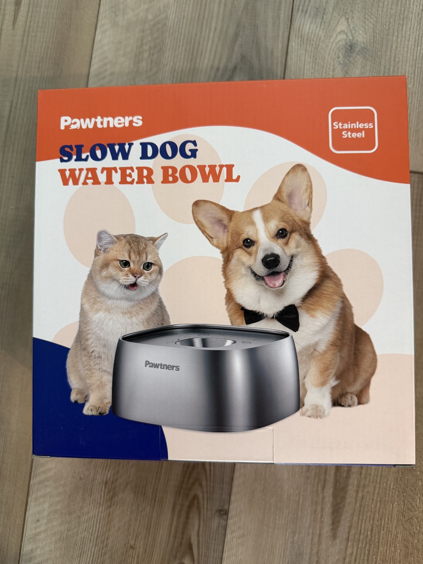 Brand New 135oz/4L All Stainless Steel Dog Water Bowl with Non-Slip Base