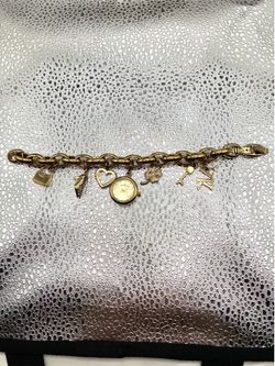 Anne Klein charm wach dangle lid tone adjustable/ 7 charms Watch Bracelet