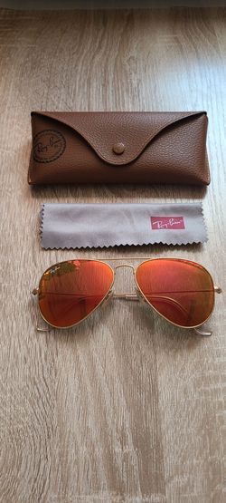 Ray-Ban RB3025 Aviator Flash Sunglasses Gold Orange Mirror- NEW w/ Box