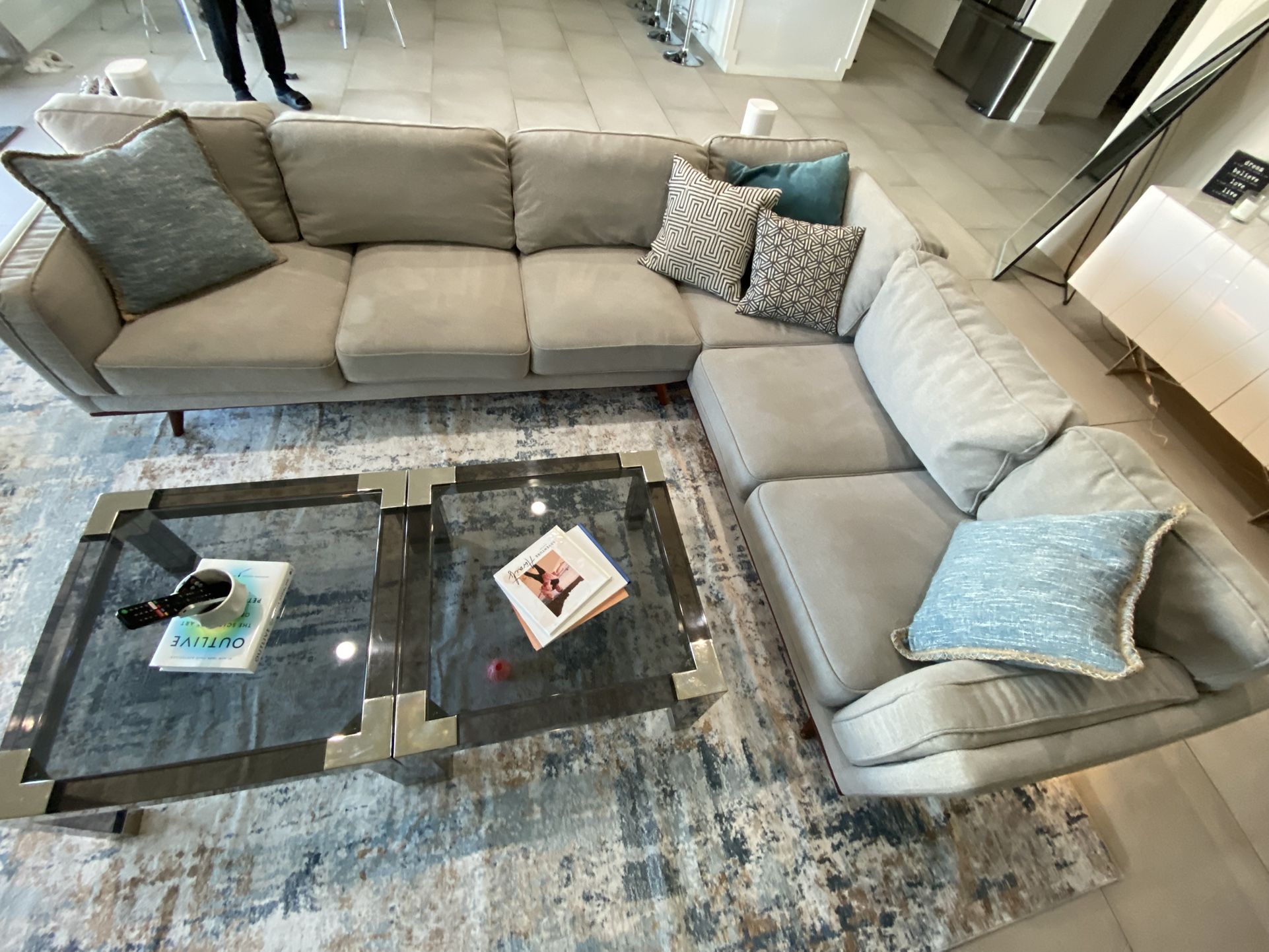 Light Gray 2 Piece Sectional Sofa – 95” x 118” x 35” Depth