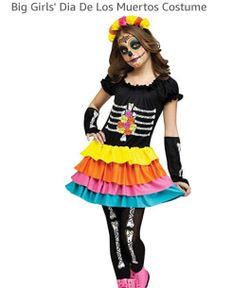 Girls' Dia De Los Muertos Costume size m