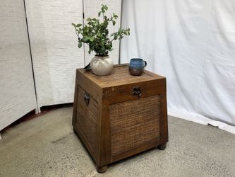Earthy Angled Cane Storage Chest