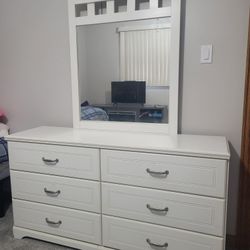 White Dresser And Mirror