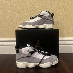 Jordan 6 Rings BG Gray White Black Suede Mesh 6.5Y Unisex Kids Sneaker