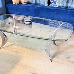🪞 Modern 2-Tier Glass Coffee Table – 49 x 28 x 15.5”