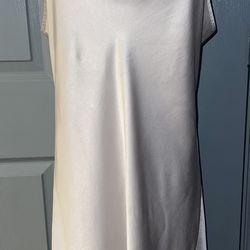 OLGA Vintage 100% Silk Lace Trim Gray Lingerie Nightgown.