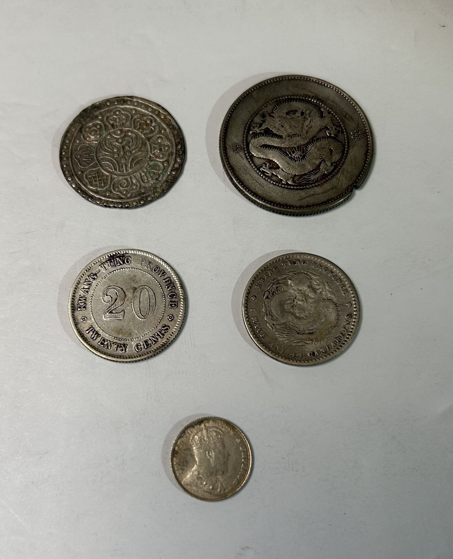 5 Chinese Silver Coins 