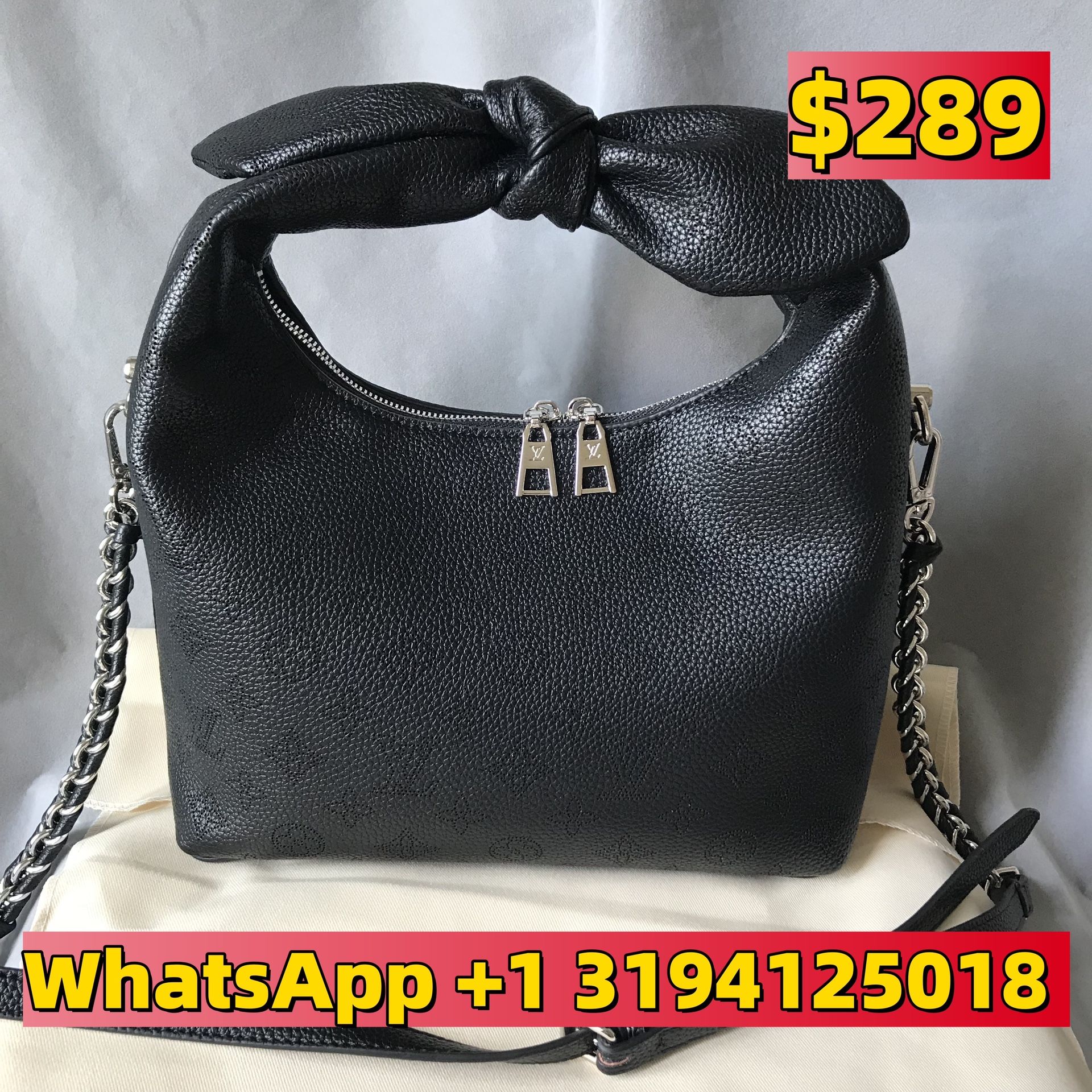 Louis Vuitton Black Monogram Leather Why Knot MM Bag