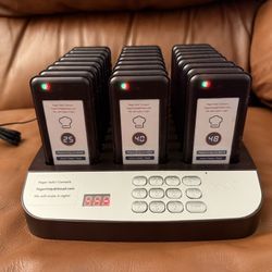Wireless Restaurant Pager System 24 Buzzers (Numbers 25–48) For Restaurant, Food Truck, Cafe