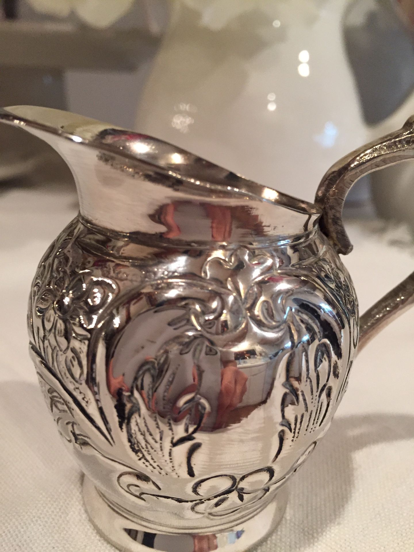 Vintage Silverplate 3 Fancy Designed Creamers Pitchers and 1 Sugar Bowl