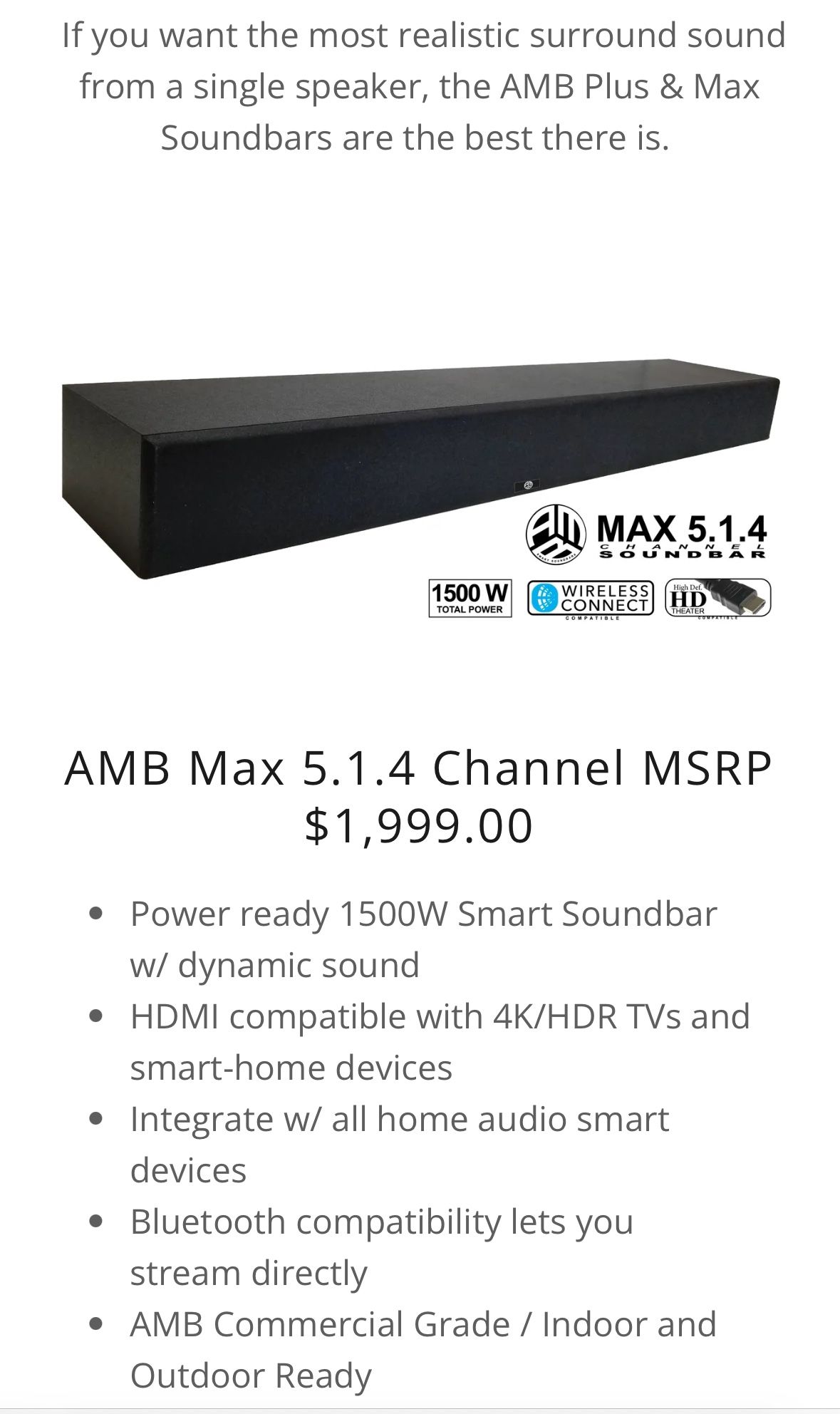AMB Soundbar For Home Theater System