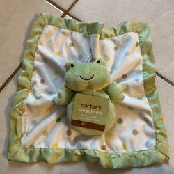 Carter's Frog White w Polka Dots Baby Security Blanket Lovey Rattle Toy NWT