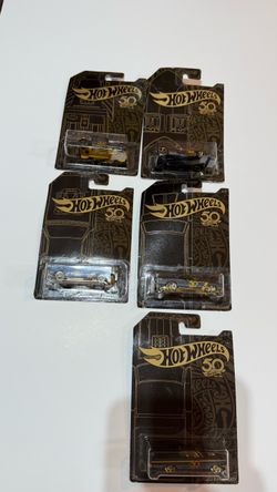 Hot Wheels 50th Anniversary Black & Gold Series 5-Car Lot 1/6 2/6 3/6 4/6 6/6