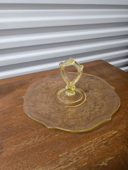 Vintage Yellow Depression Glass Serving Tray