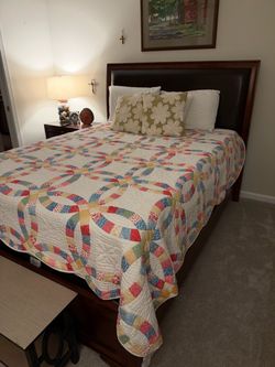 Bed frame, mattress, headboard