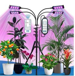 Everlasting Comfort Grow Lights for Indoor Plants Full Spectrum - Plant Lights for Indoor Growing (4 Lamps), 3-18 Hour Timer, Adjustable 62" Tripod, L
