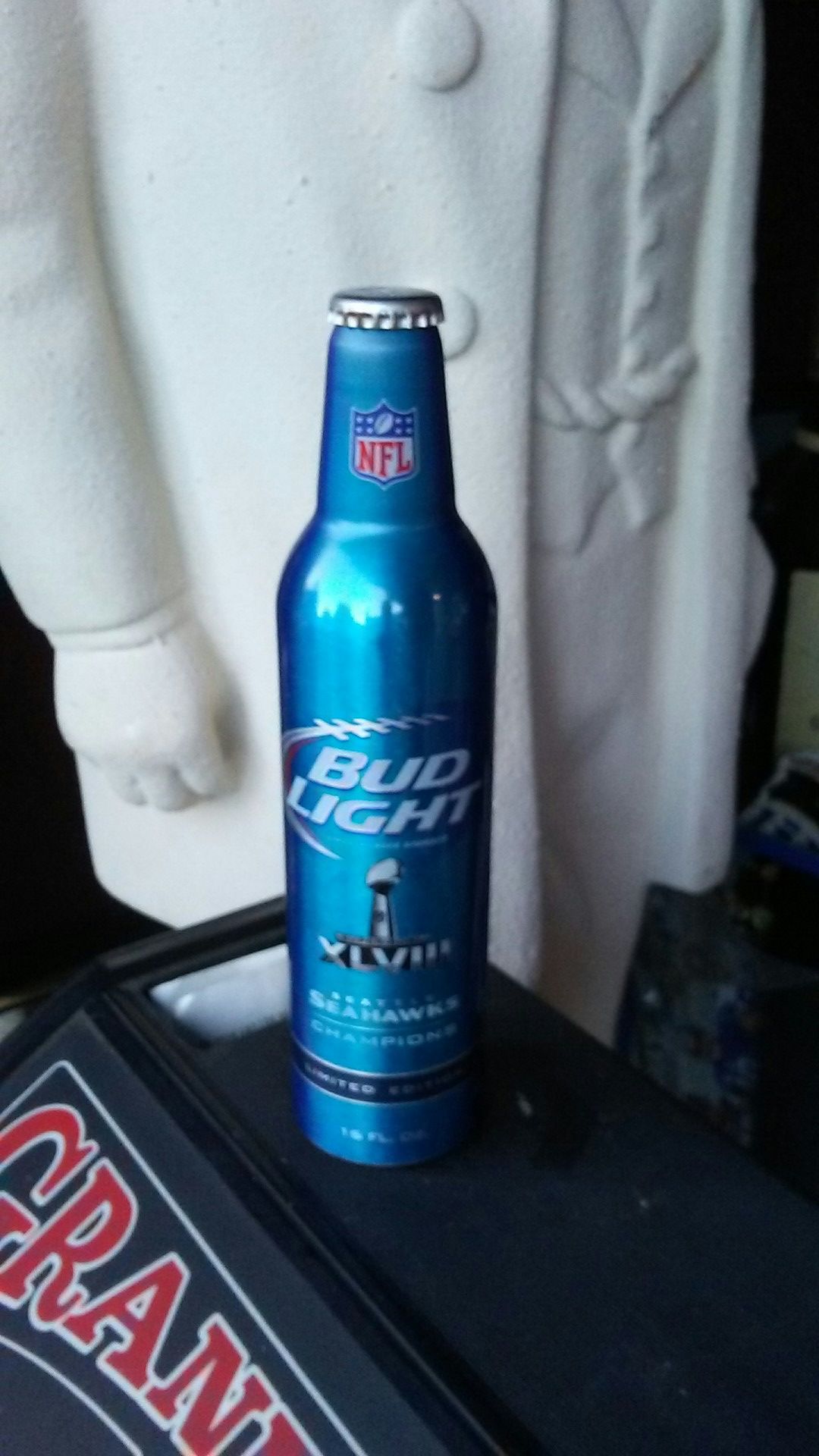 Seattle seahawks bud light aluminum bottle Superbowl.