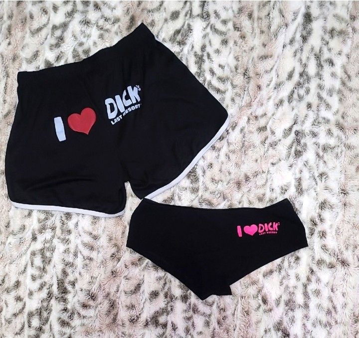 NEW Dick's Last Resort Black Women's Bootie Shorts & Pantie Logo Set