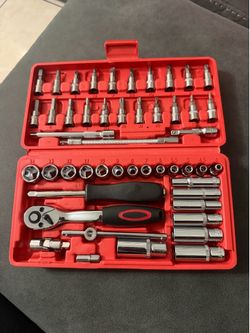 53-Piece 1/4"-Drive Metric Socket and Bit Driver Wrench Set
