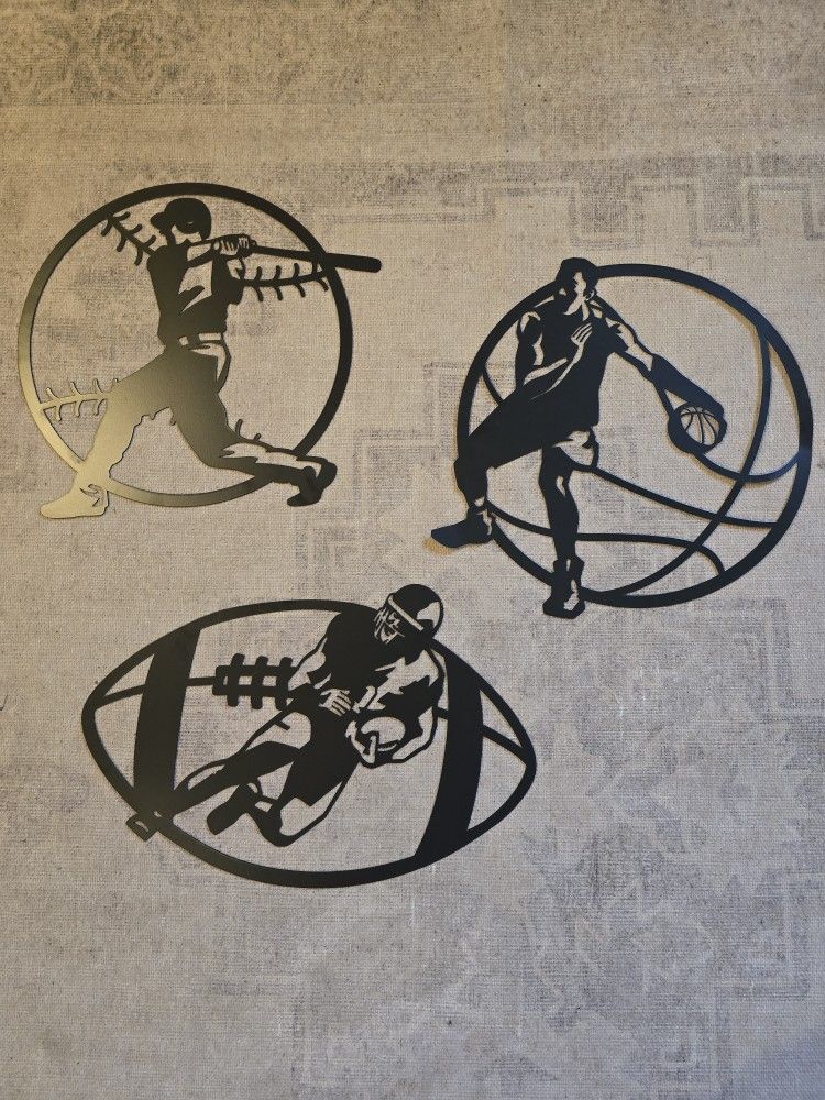 Metal Wall Art (Sports - Football, Baseball, Basketball)