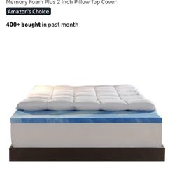 4” Memory Foam Mattress Topper With Pillow Cover