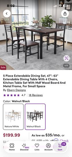 New Boxed Extendable Table $130