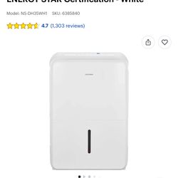 Insignia™ - 35-Pint Dehumidifier with ENERGY STAR Certification - White