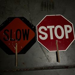 2 Stop/slow Signs 