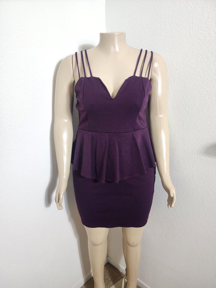 Plus Size Purple Peplum Dress 2x