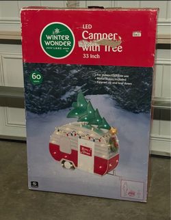 Christmas Led Lights Camper with Tree 33 Inch