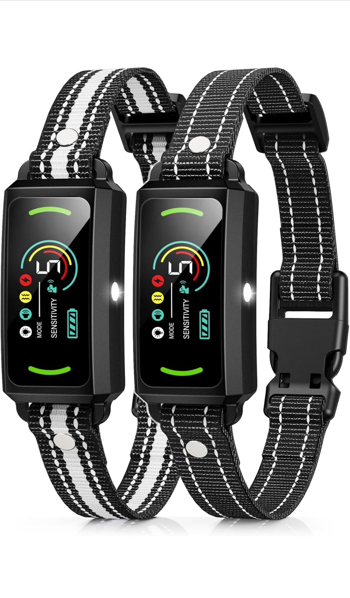 Bark Collar, Dog Bark Collar 2 Pack, Anti Barking Training Collar with Flashing Light, 5 Adjustable Sensitivity Beep Vibration, Bark Collar for Large