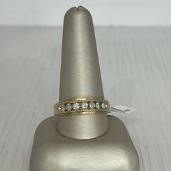 Yellow Gold And Diamond Wedding Ring Mens 