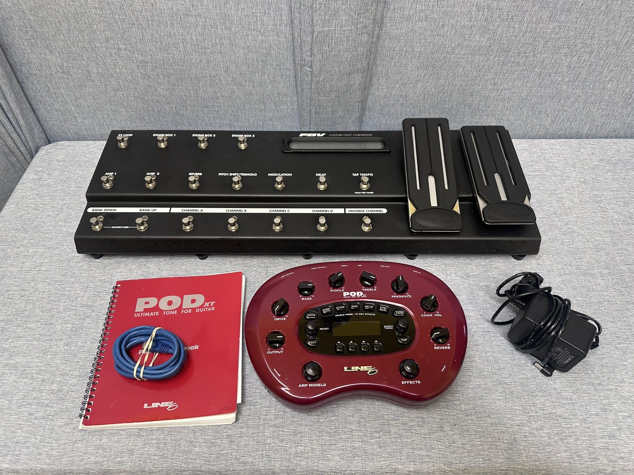 Line 6 FBV LONG BOARD PEDAL FOOT SWITCH CONTROLLER & Line 6 POD XT