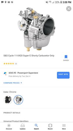 S & S cycles super e shorty carb 11-0420/motorcycle parts