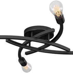 Industrial 6-Lights Semi Flush Mount Ceiling Light Fixture,Retro Black Metal Modern Sputnik Chandelier Ceiling Lamp, Mid Century Ceiling Lights with E