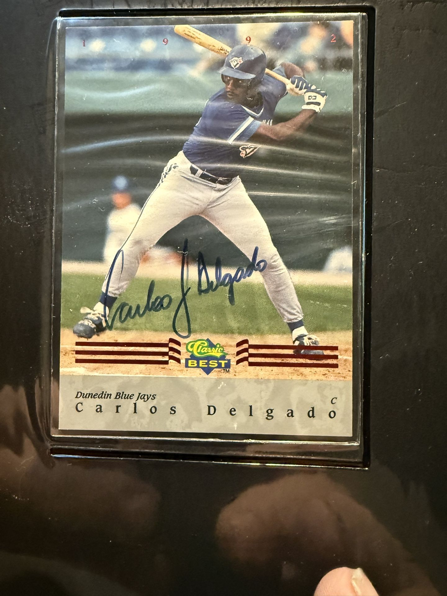 1992 Classic Best Carlos Delgado Autograph Minor League Autogra.  COA ENCASED IN A FLIP FOLDER.   