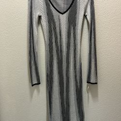 NWT bar111 Black and White Striped Dress