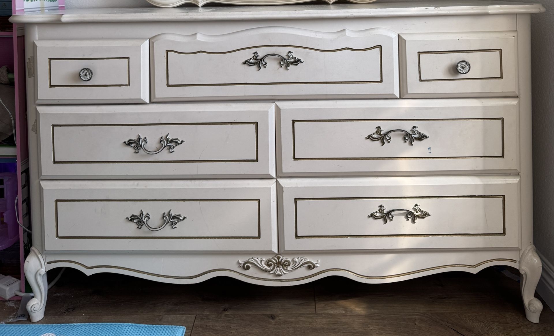 Vintage Shabby Chic French Provincial Dresser, Nightstand, And Twin Headboard (not Pictured)