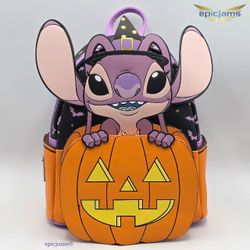 Loungefly Disney Lilo & Stitch Glow-In-The-Dark Angel Jack-o-Lantern Backpack