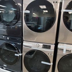 New Samsung Front Loading Washer And Stackable Gas Dryer Set In Champagne 