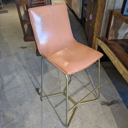 Leather And Iron Bar Stool